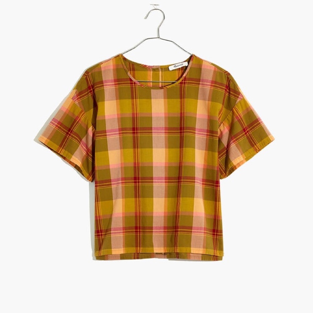 Madewell Plaid button back blouse